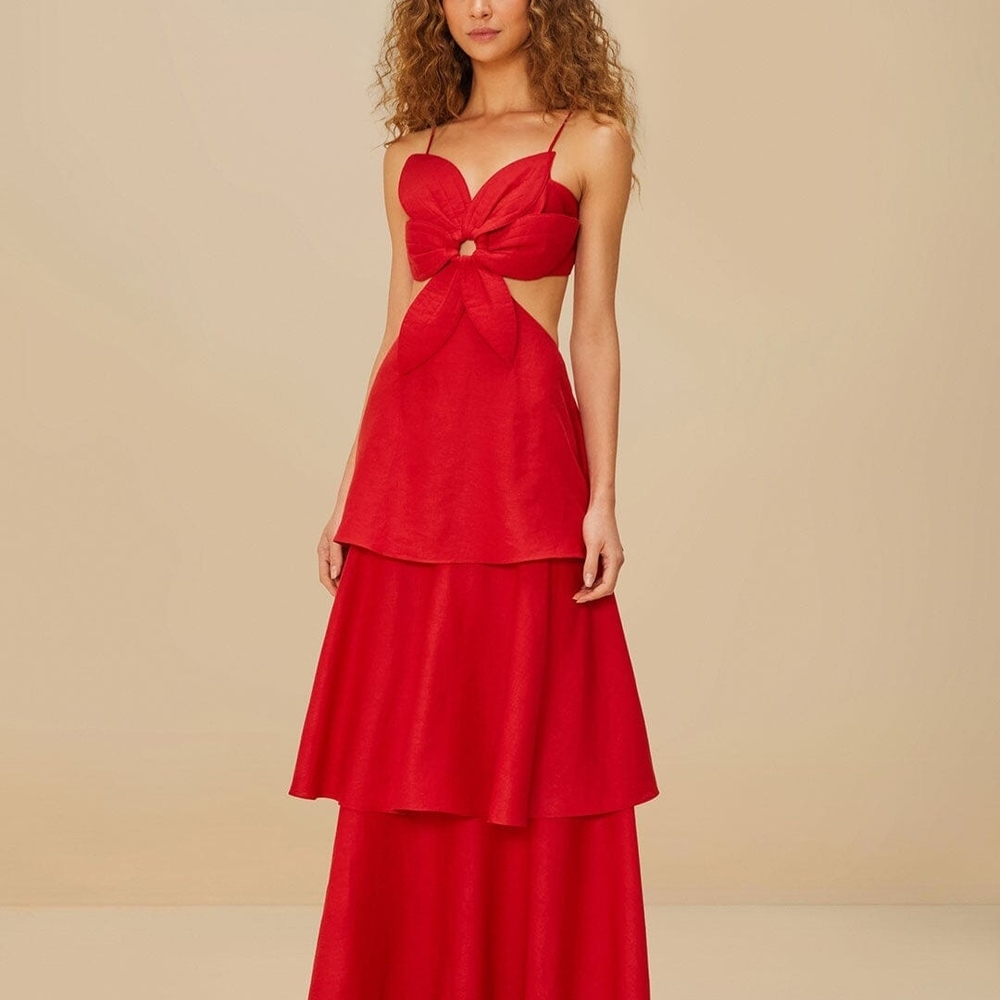 FARM Rio Vibrant Red Maxi Dress